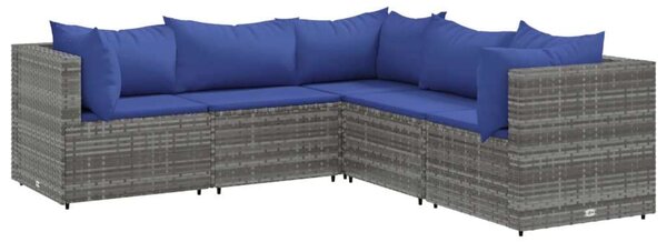 Polyrattan Kerti Ülőgarnitúra - 5 részes - Szürke