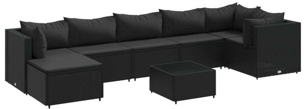 VidaXL Polyrattan Kerti Ülőgarnitúra - 8 részes - Fekete
