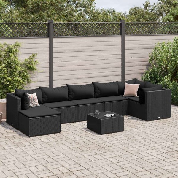 VidaXL Polyrattan Kerti Ülőgarnitúra - 8 részes - Fekete