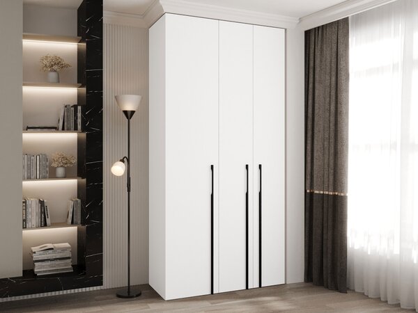 Gardróbszekrény Hartford 571, Laminált forgácslap, 246x120x42cm, Fekete, Fehér
