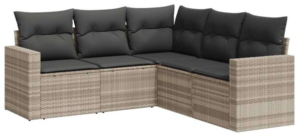 VidaXL Polyrattan Kerti Ülőgarnitúra - 5 részes - Világosszürke