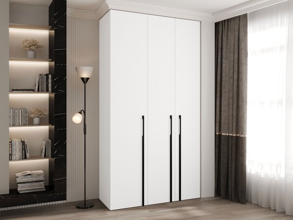Gardróbszekrény Hartford 571, Laminált forgácslap, 246x130x42cm, Fekete, Fehér