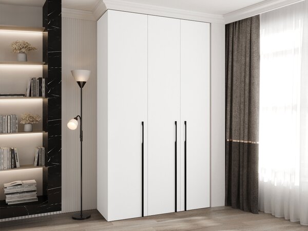 Gardróbszekrény Hartford 571, Laminált forgácslap, 246x140x42cm, Fehér, Fekete