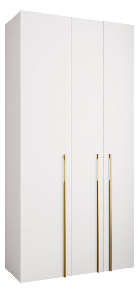 Gardróbszekrény Hartford 571, Laminált forgácslap, 246x120x42cm, Fehér, Aranysárga