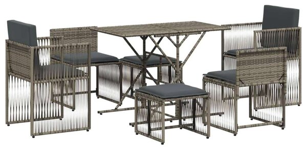 VidaXL Polyrattan Kerti Étkezőgarnitúra - 7 részes - Szürke