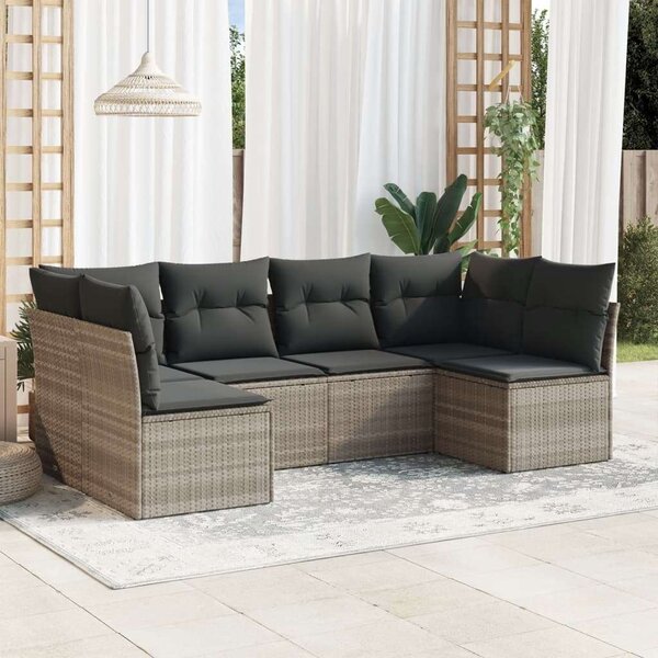 VidaXL Polyrattan Kerti Ülőgarnitúra - 6 részes, Világosszürke