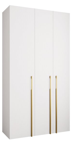 Gardróbszekrény Hartford 571, Laminált forgácslap, 246x130x42cm, Aranysárga, Fehér