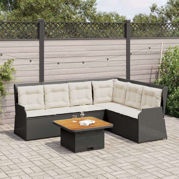 VidaXL Polyrattan Kerti Ülőgarnitúra - 5 részes - Fekete