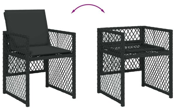 VidaXL Polyrattan Kerti Étkezőgarnitúra - 7 részes - Fekete