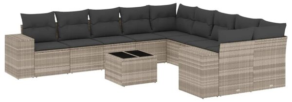 VidaXL Polyrattan Kerti Ülőgarnitúra - 11 részes - Világosszürke