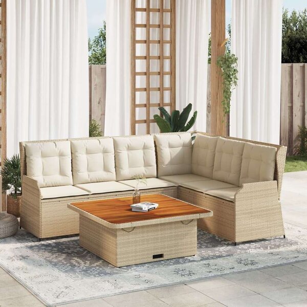 VidaXL Polyrattan Kerti Ülőgarnitúra - 5 részes - Bézs