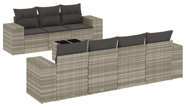 VidaXL Polyrattan Kerti Ülőgarnitúra - 8 részes - Világosszürke