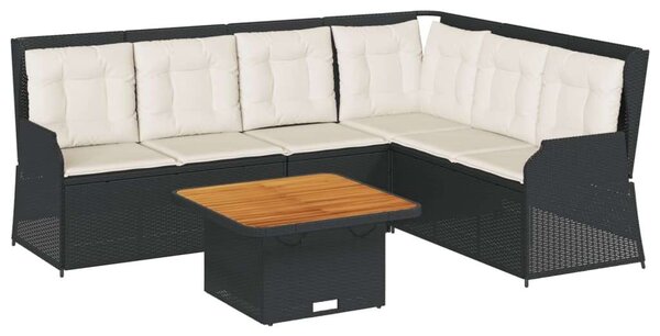 VidaXL Polyrattan Kerti Ülőgarnitúra - 5 részes - Fekete