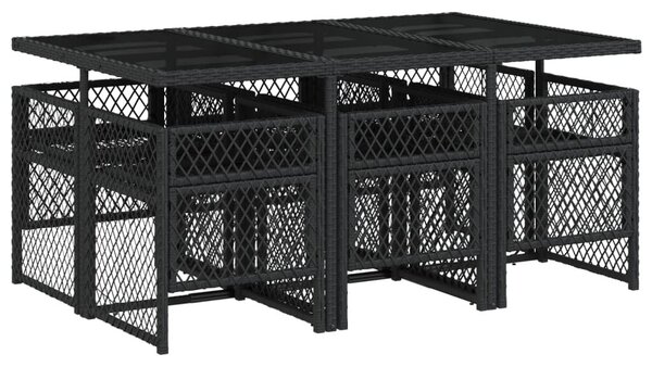 VidaXL Polyrattan Kerti Étkezőgarnitúra - 7 részes - Fekete