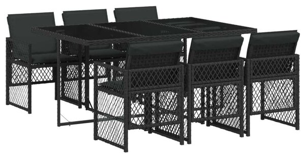 VidaXL Polyrattan Kerti Étkezőgarnitúra - 7 részes - Fekete