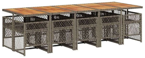 VidaXL 11 részes szürke polyrattan kerti ülőgarnitúra párnákkal