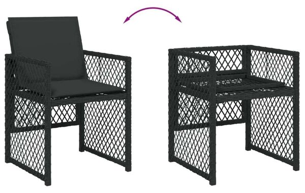 VidaXL 13 részes fekete polyrattan kerti ülőgarnitúra párnákkal