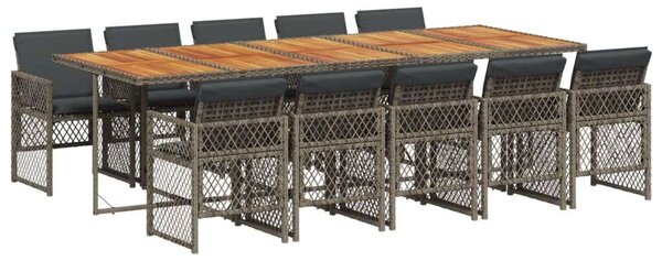 VidaXL 11 részes szürke polyrattan kerti ülőgarnitúra párnákkal