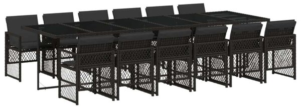 VidaXL 13 részes fekete polyrattan kerti ülőgarnitúra párnákkal
