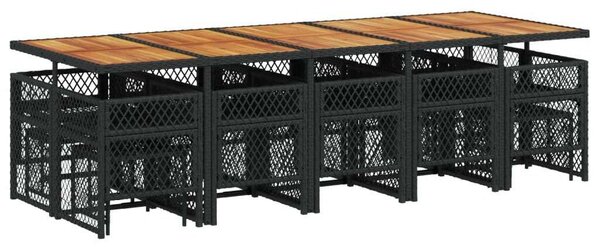 VidaXL 15 Fős Kerti Étkezőgarnitúra - Fekete Polyrattan