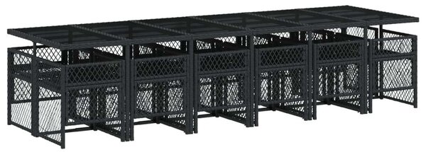 VidaXL 13 részes fekete polyrattan kerti ülőgarnitúra párnákkal