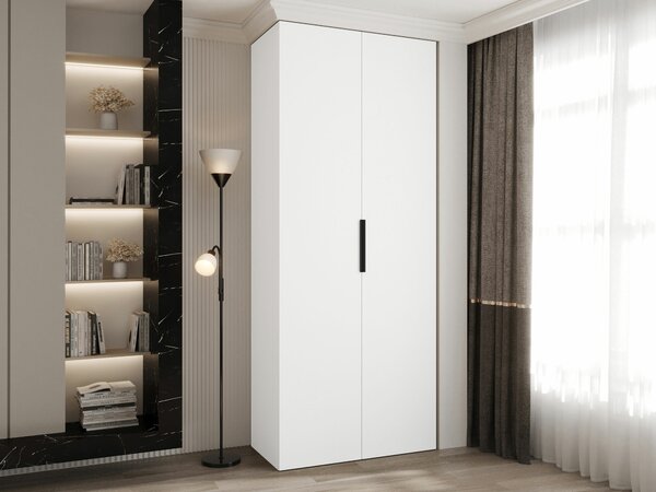 Gardróbszekrény Hartford 572, Laminált forgácslap, 246x100x42cm, Fekete, Fehér