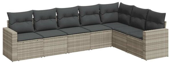 VidaXL Polyrattan Kerti Ülőgarnitúra - 7 részes - Világosszürke