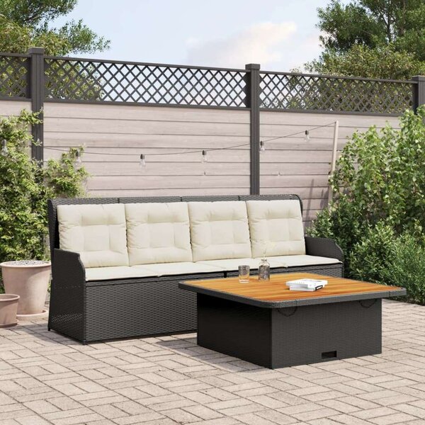 VidaXL Kerti Ülőgarnitúra - 3 részes - Fekete Polyrattan