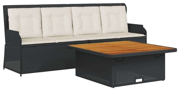 VidaXL Kerti Ülőgarnitúra - 3 részes - Fekete Polyrattan