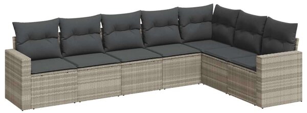 VidaXL Polyrattan Kerti Ülőgarnitúra - 7 részes - Világosszürke