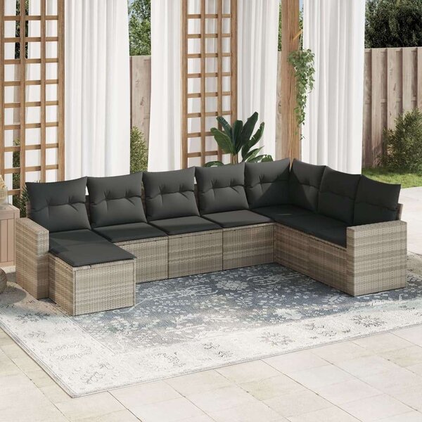 VidaXL Polyrattan Kerti Ülőgarnitúra - 8 részes - Világosszürke