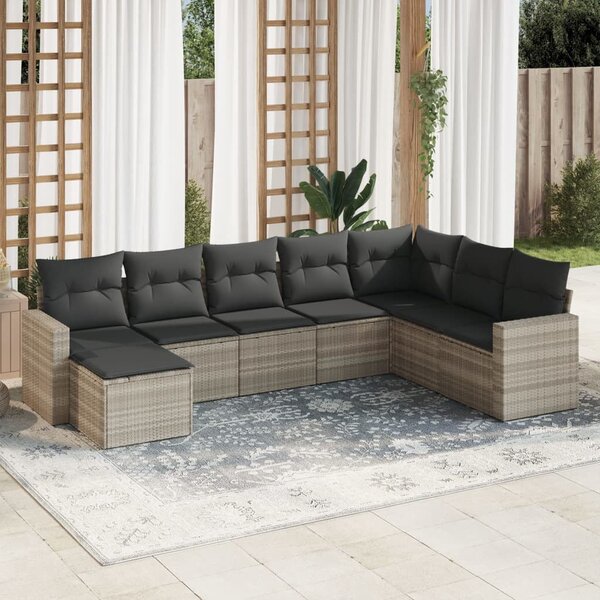 VidaXL Polyrattan Kerti Ülőgarnitúra - 8 részes - Világosszürke
