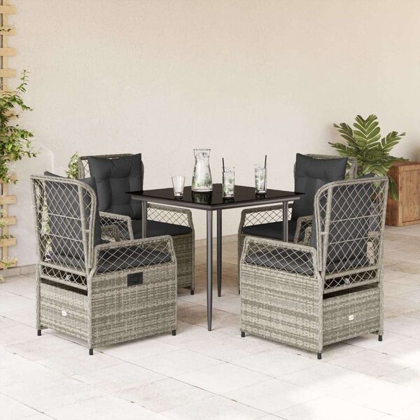 Polyrattan Kerti Étkezőgarnitúra - 5 részes - Szürke