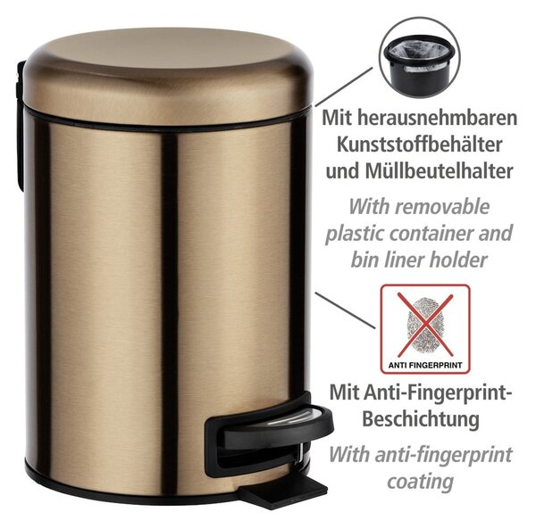 Leman rézszínű pedálos szemetes, 3 l - Wenko