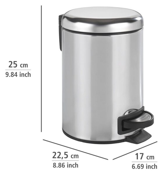 Leman Shiny ezüstszínű pedálos szemetes, 3 l - Wenko