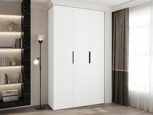Gardróbszekrény Hartford 573, Laminált forgácslap, 246x140x52cm, Fekete, Fehér
