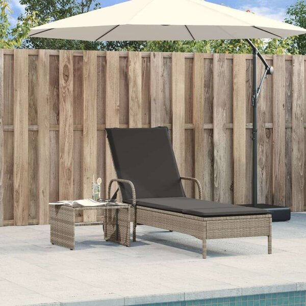 VidaXL Napozóágy - Polyrattan - Világosszürke - 200cm