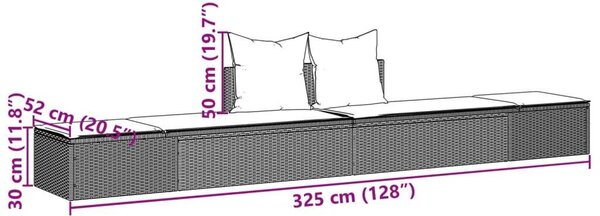 VidaXL Dupla Napozóágy - Polyrattan - 162cm