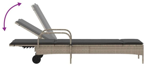 VidaXL Napozóágy - Polyrattan - Világosszürke - 200cm