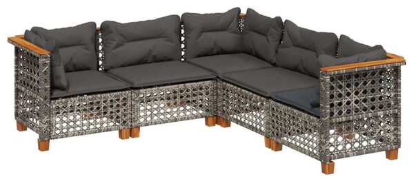 VidaXL Polyrattan Kerti Ülőgarnitúra - 5 részes - Szürke