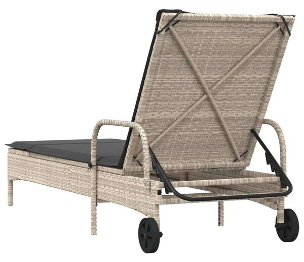 VidaXL Napozóágy - Polyrattan - Világosszürke - 200cm