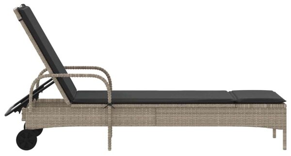 VidaXL Napozóágy - Polyrattan - Világosszürke - 200cm