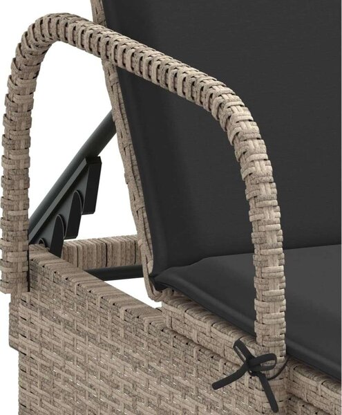 VidaXL Napozóágy - Polyrattan - Világosszürke - 200cm