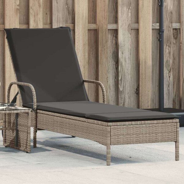 VidaXL Napozóágy - Polyrattan - Világosszürke - 200cm