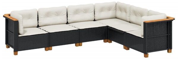 VidaXL Polyrattan Kerti Ülőgarnitúra - 6 részes - Fekete