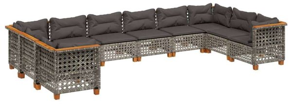 VidaXL Polyrattan Kerti Ülőgarnitúra - 10 részes - Szürke