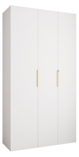 Gardróbszekrény Hartford 573, Laminált forgácslap, 246x130x42cm, Aranysárga, Fehér