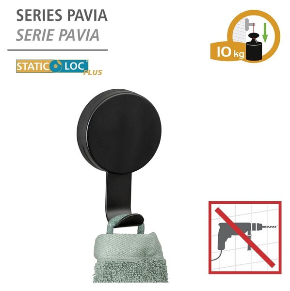 Pavia 2 db fekete törölközőtartó akasztó - Wenko
