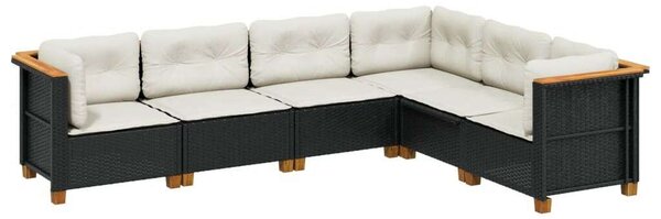VidaXL Polyrattan Kerti Ülőgarnitúra - 6 részes - Fekete