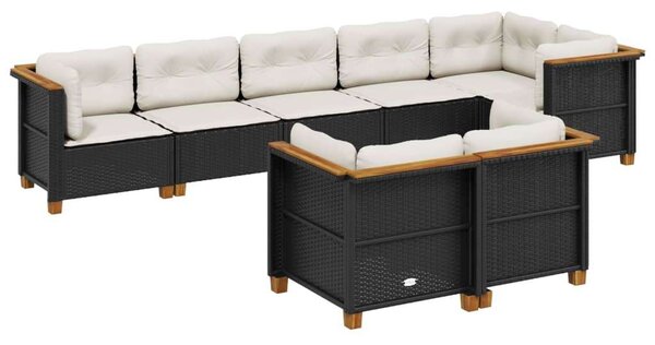 VidaXL 8 részes Kerti Ülőgarnitúra - Fekete Polyrattan